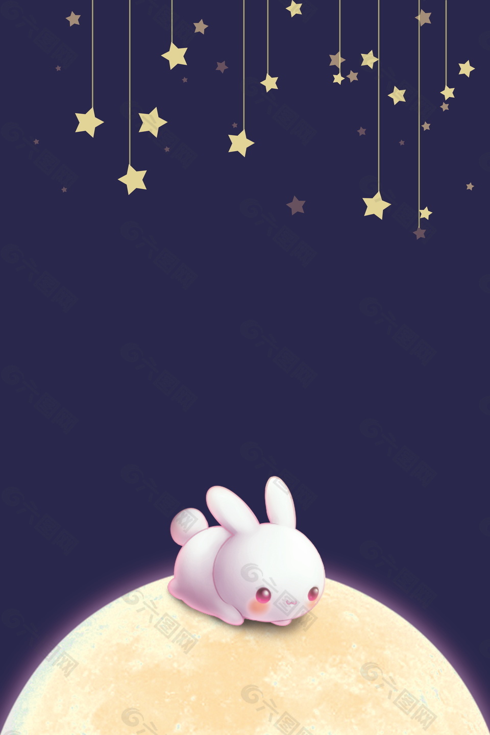 星星下的小白兔和月亮中秋节背景素材背景素材免费下载 图片编号 六图网