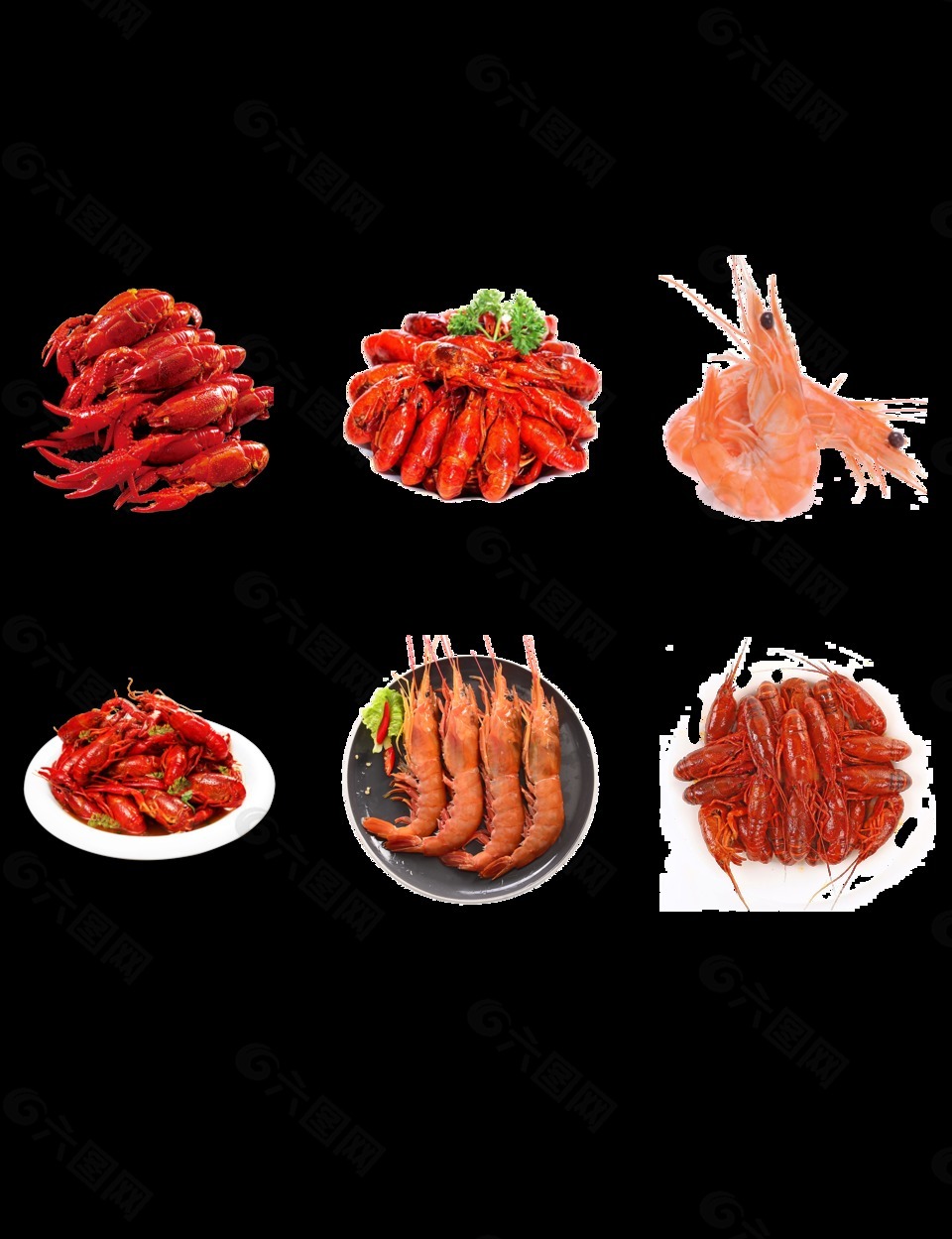 各种小龙虾大对虾美食美味图案