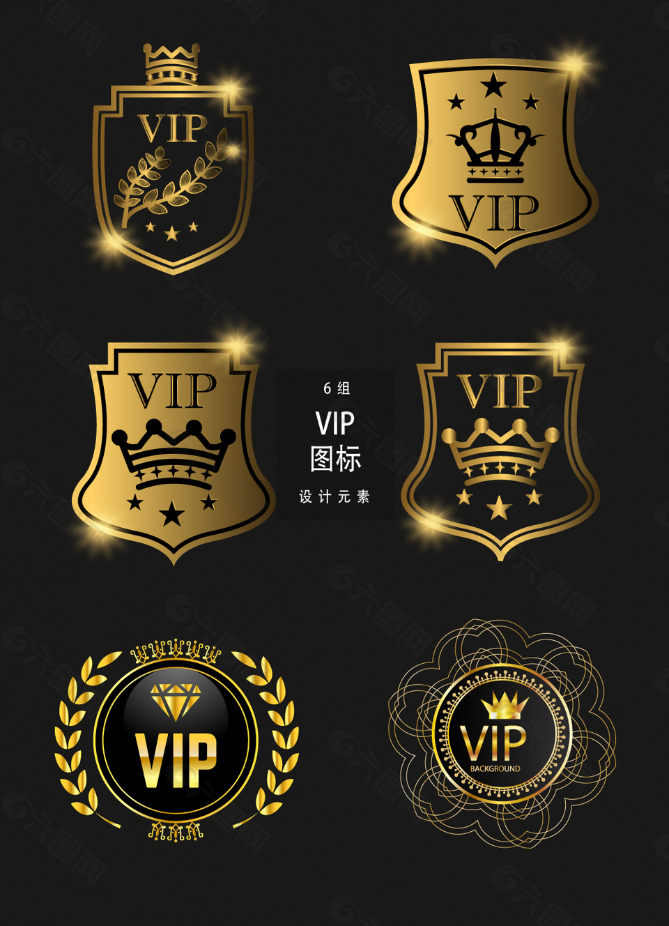 VIP会员图标勋章设计元素