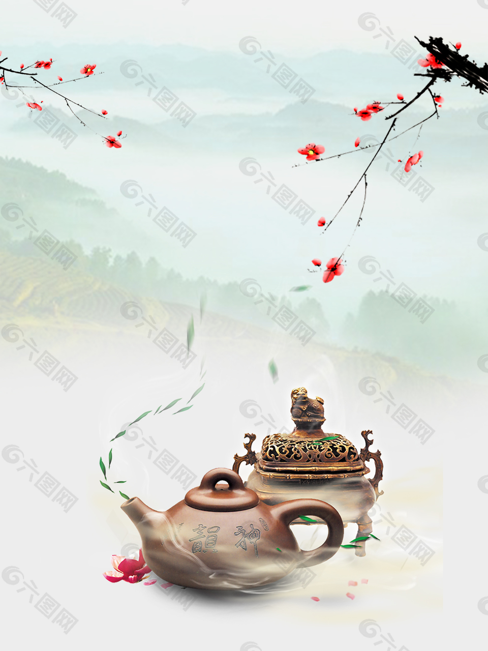 清雅古典茶文化海报背景