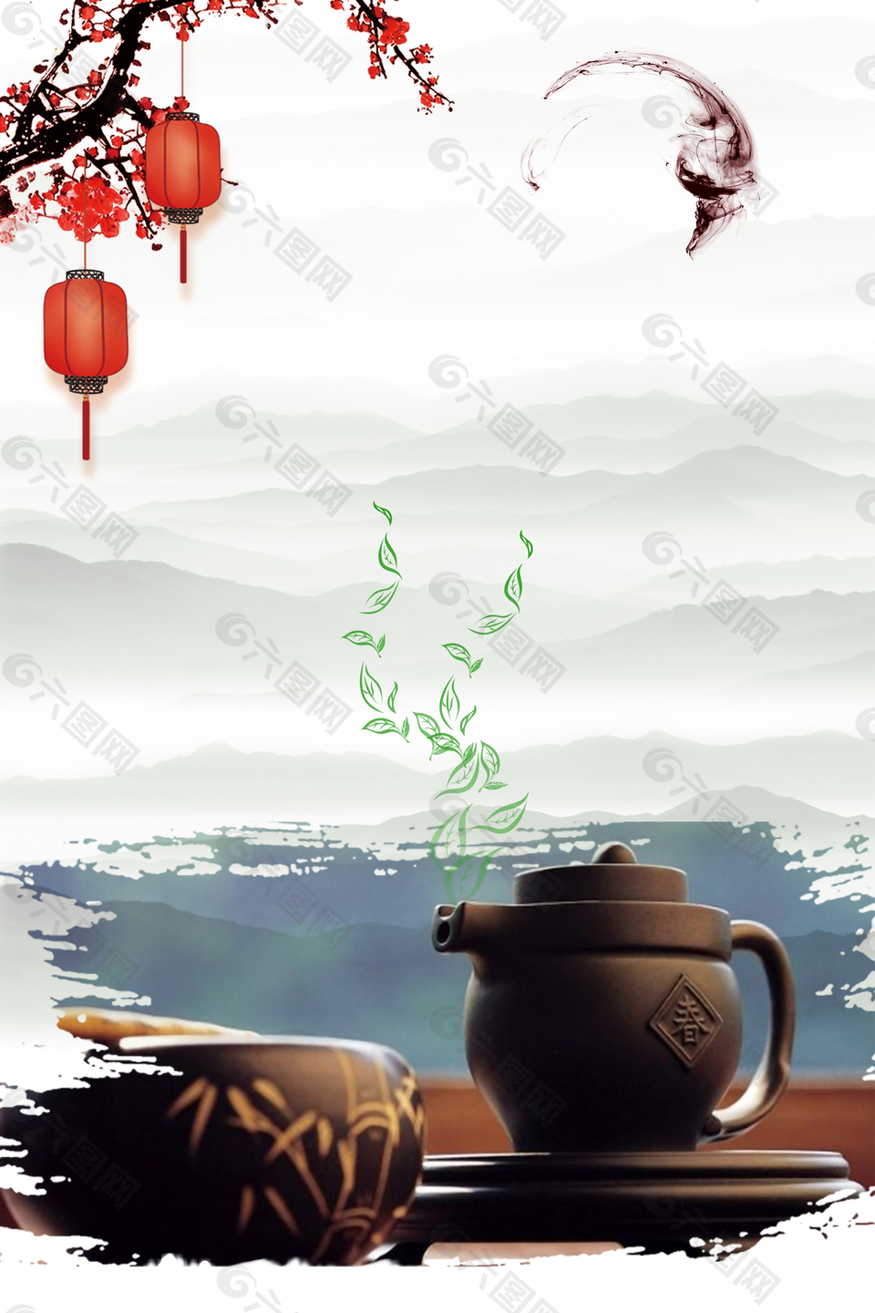 中国茶文化海报背景