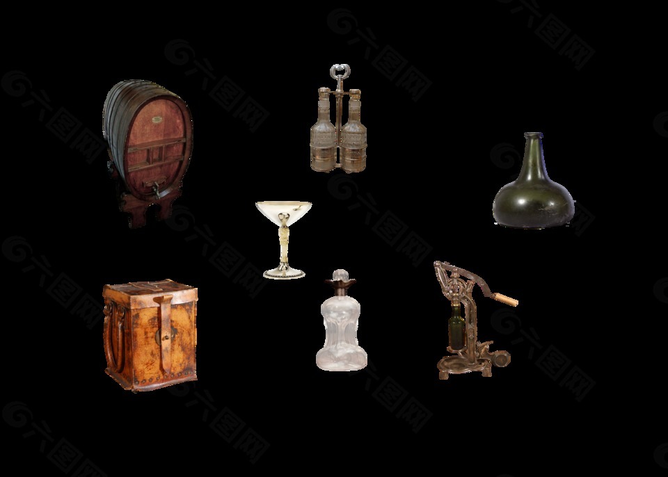 葡萄酒酒具工具图案设计古典欧式素材