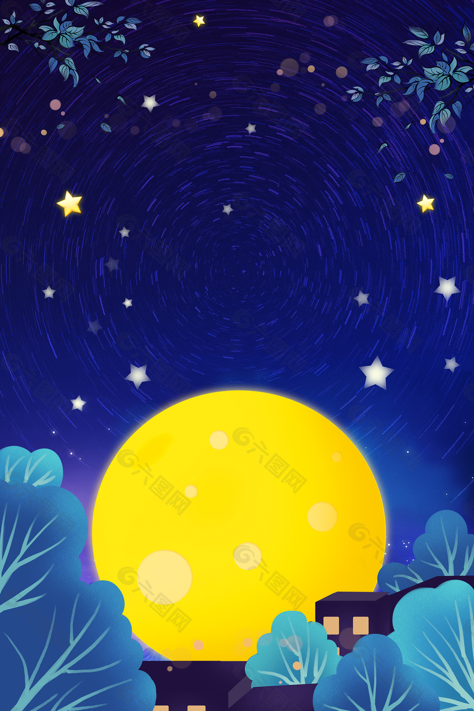 中秋月圆夜赏月背景背景素材免费下载 图片编号 六图网