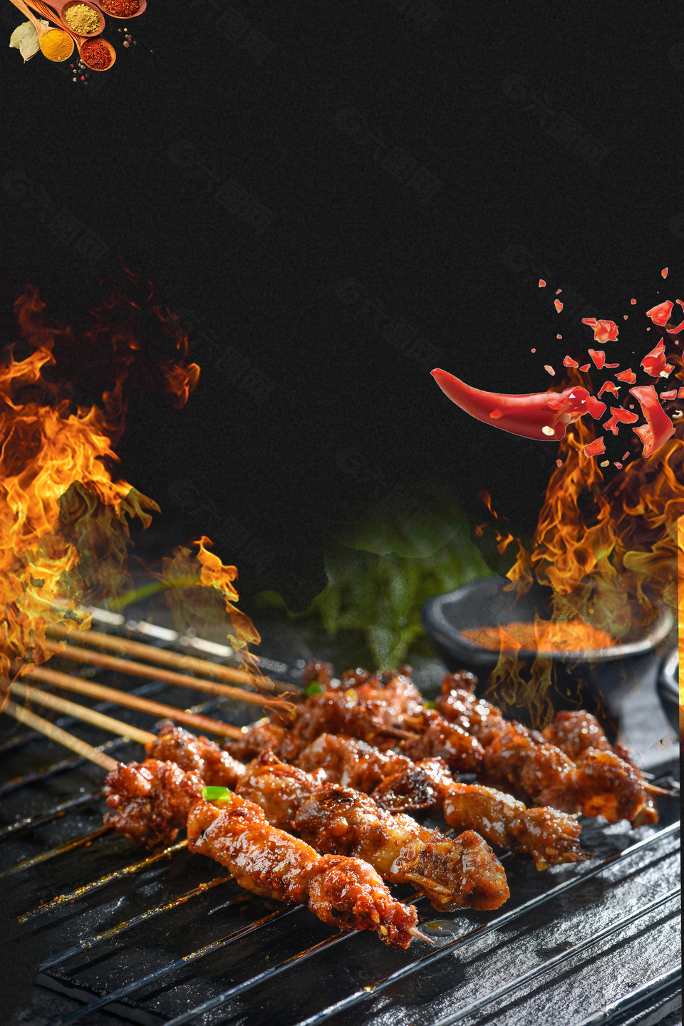 美食烧烤撸串大排档背景