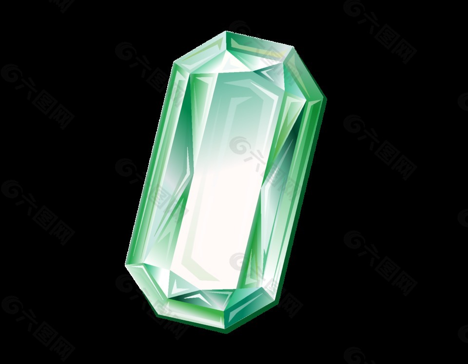 卡通绿色几何钻石元素