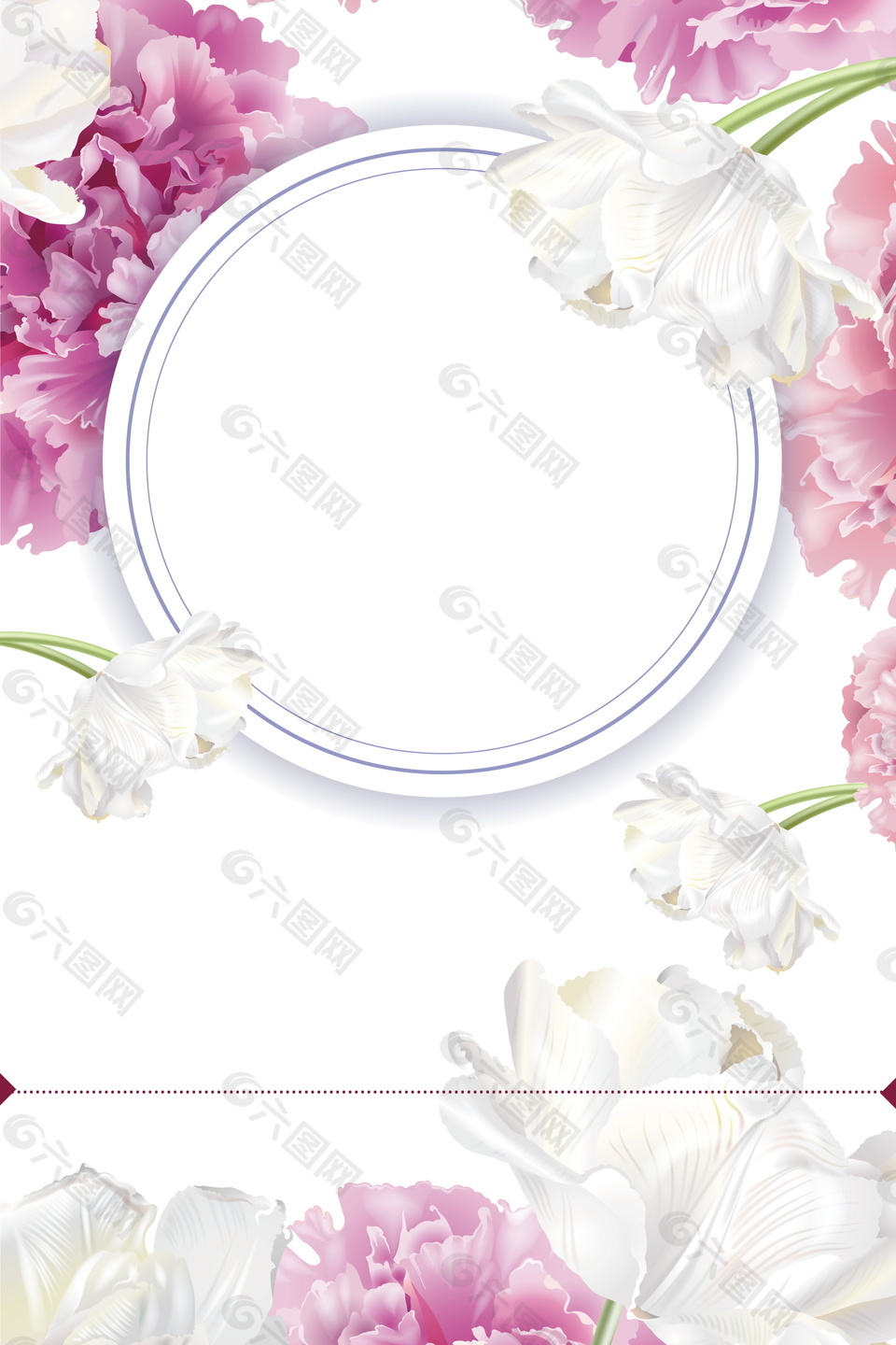 纯洁花朵圆形结婚典礼签到背景素材