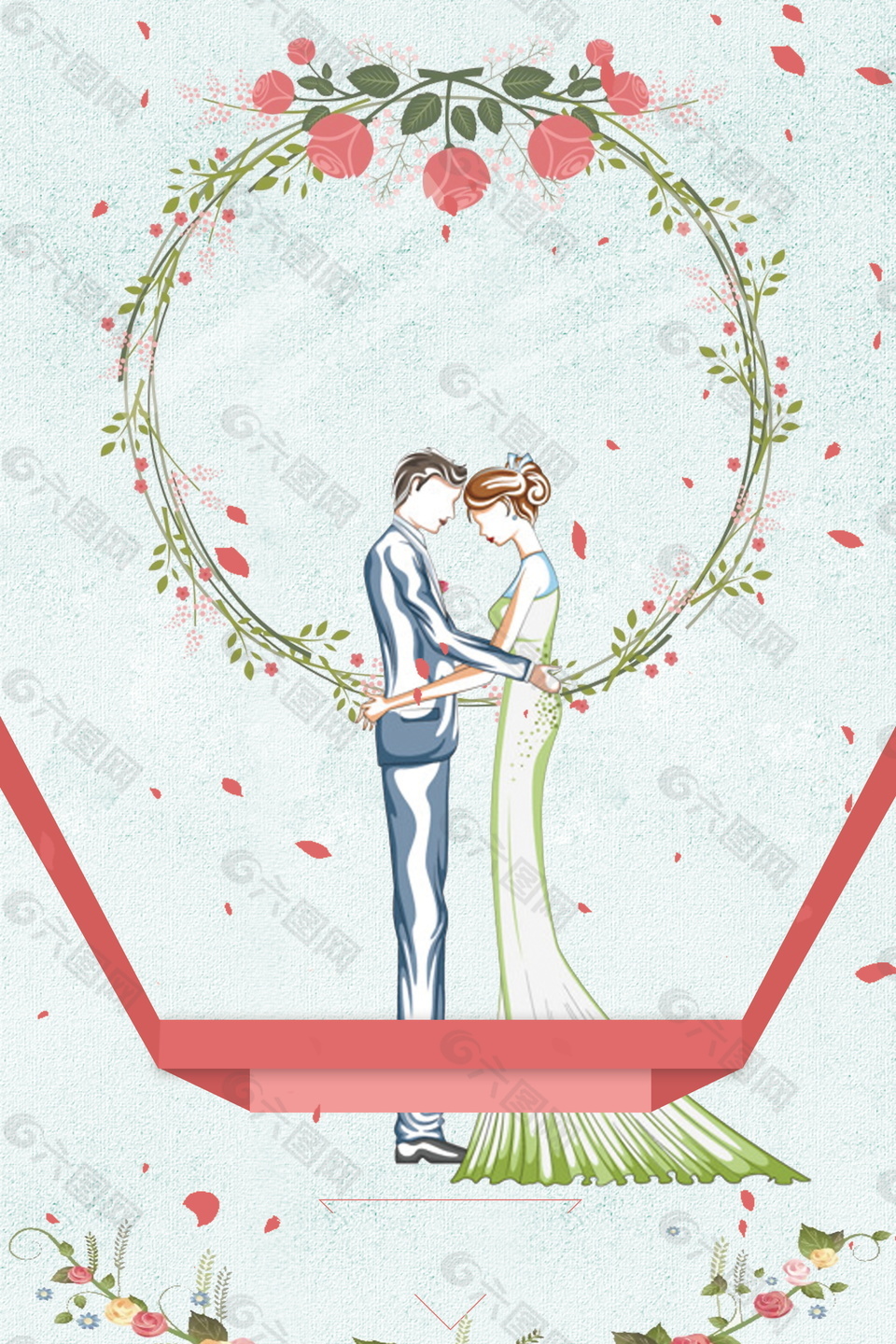 浪漫花瓣婚礼签到背景素材