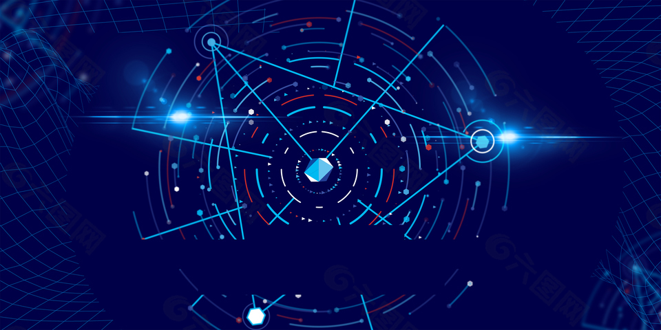 蓝色立体大数据科技背景