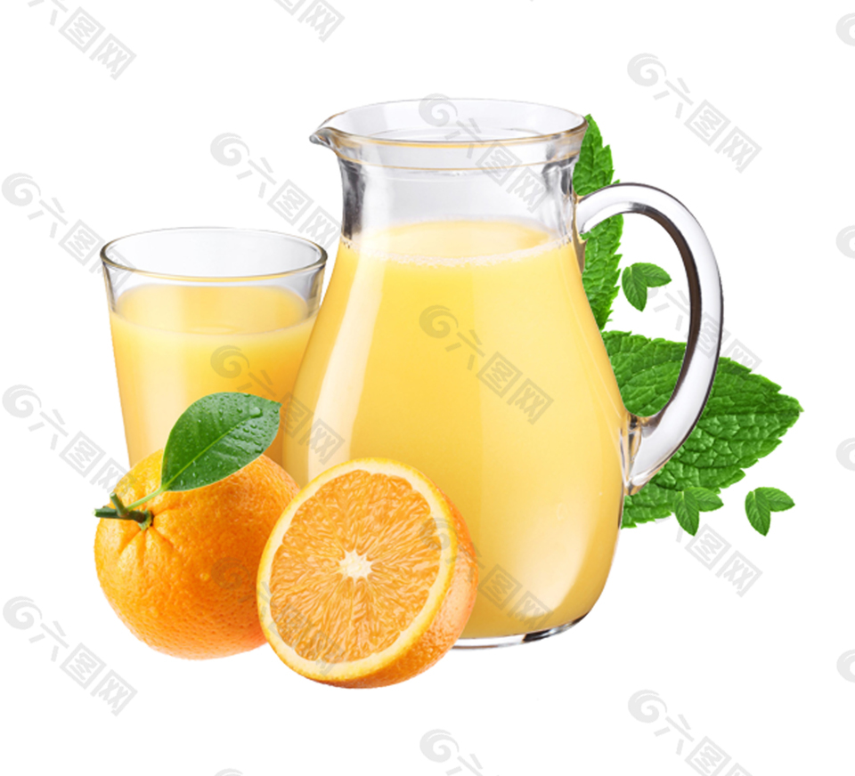 大杯的橙汁元素