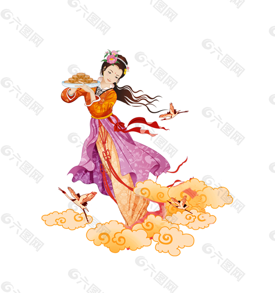 嫦娥送月饼元素