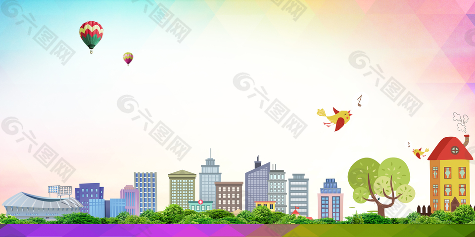 几何渐变剪影文明城市展板海报背景