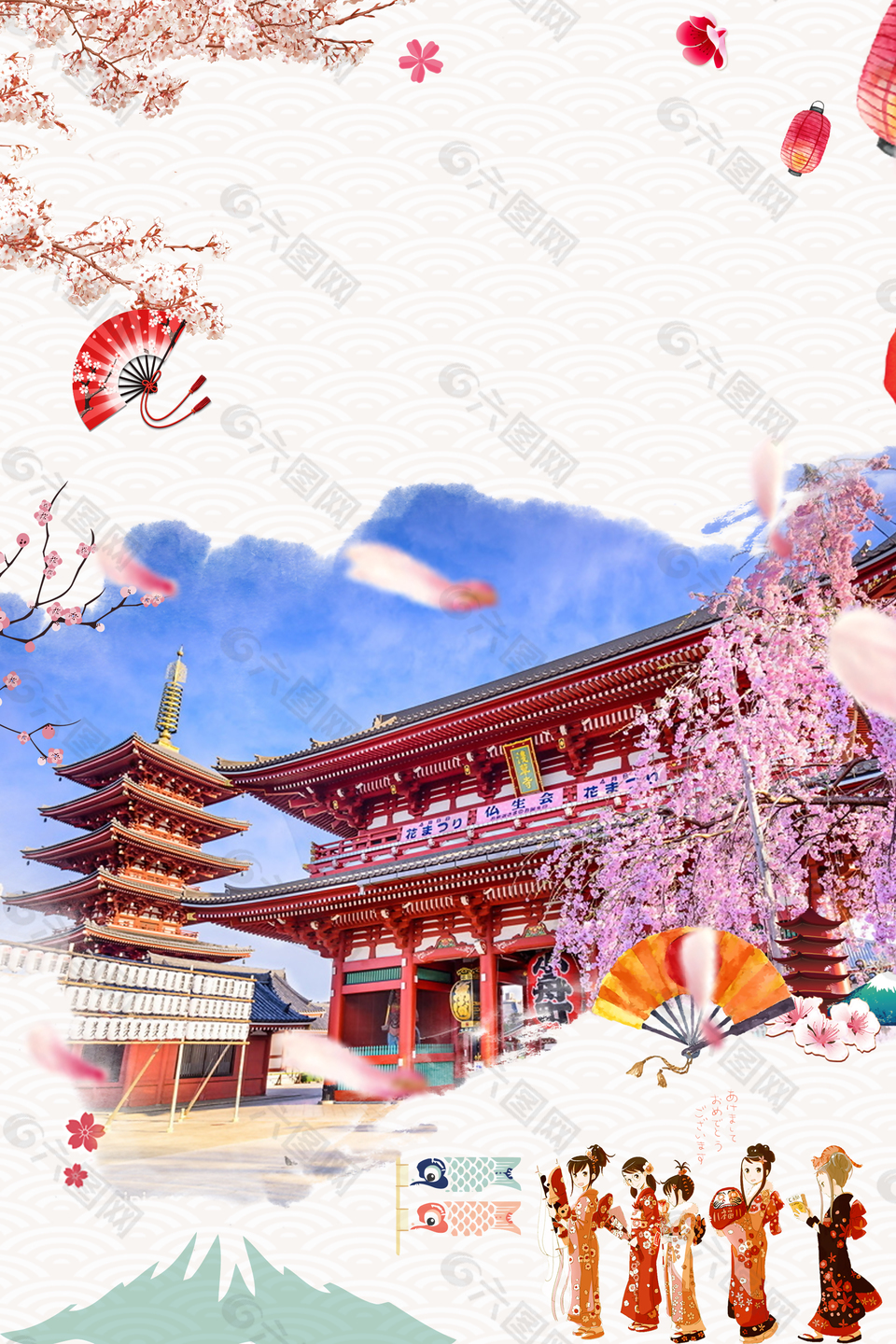 日本旅游日本樱花背景