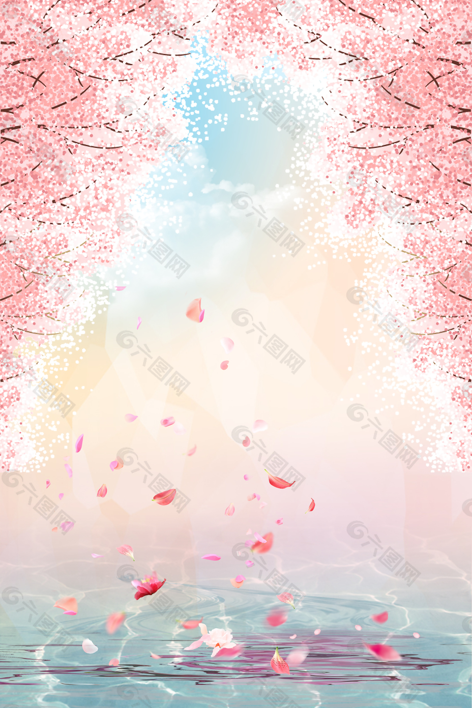 唯美浪漫樱花节旅游背景