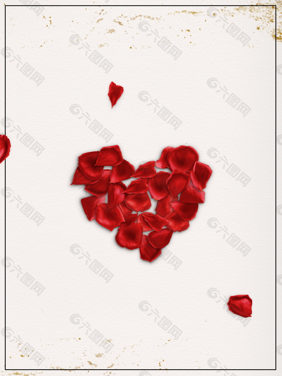红色爱心玫瑰花瓣教师节背景素材