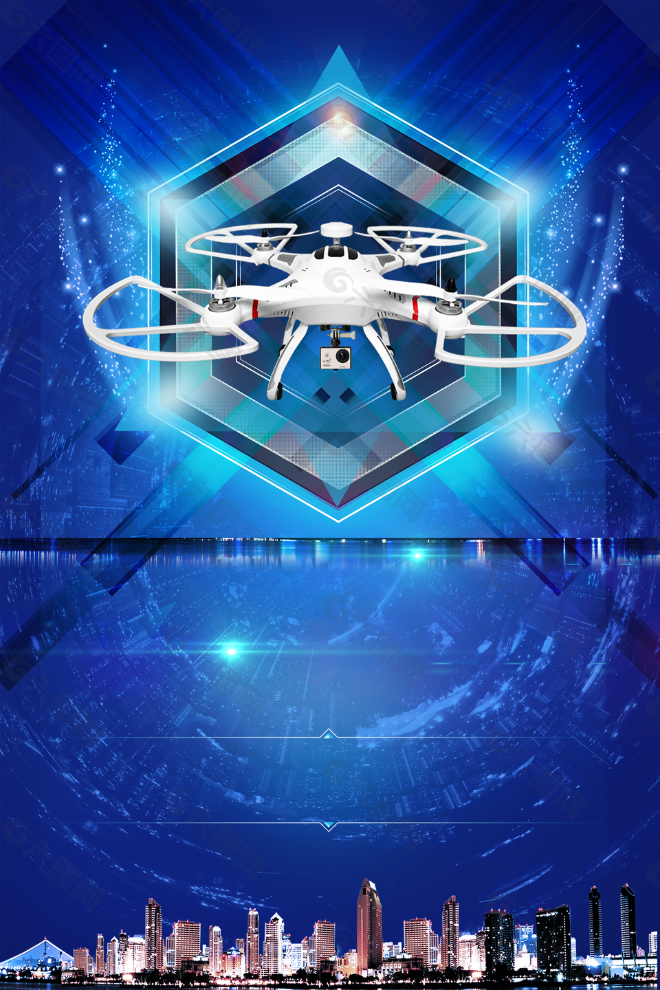科技感无人机飞行器海报背景