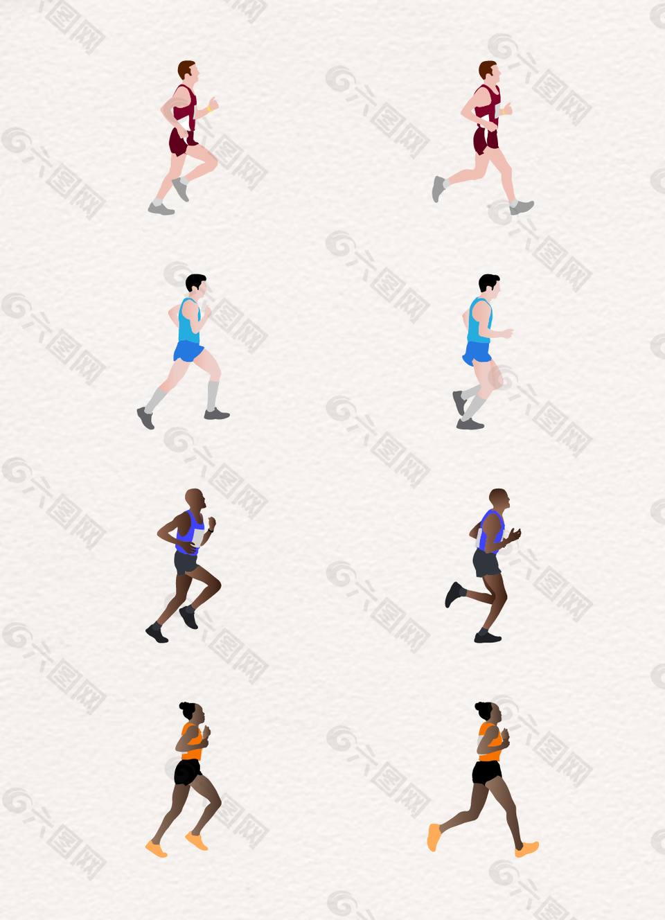 卡通跑步运动人物设计素材