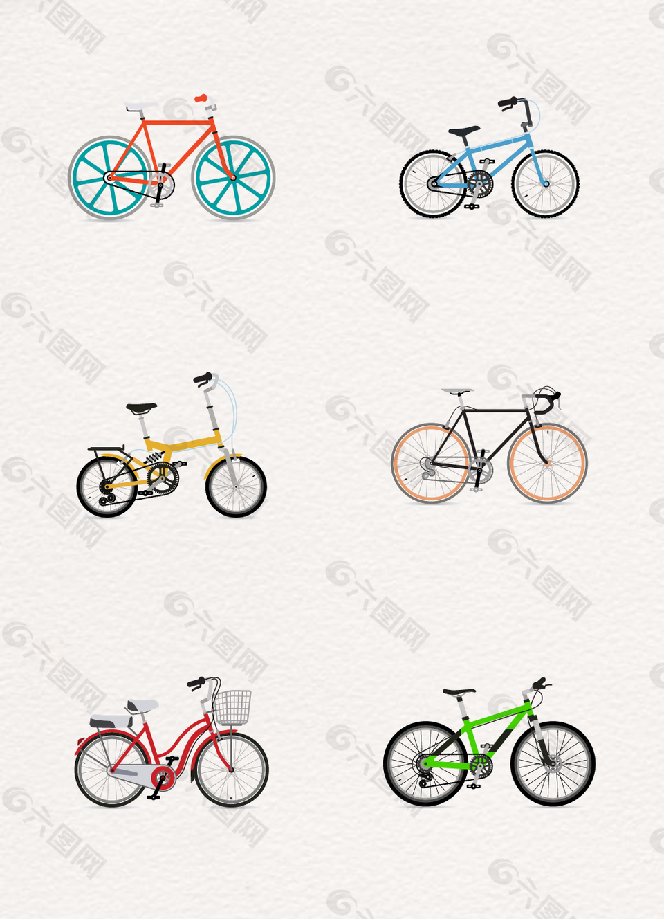 卡通彩色自行车矢量设计元素