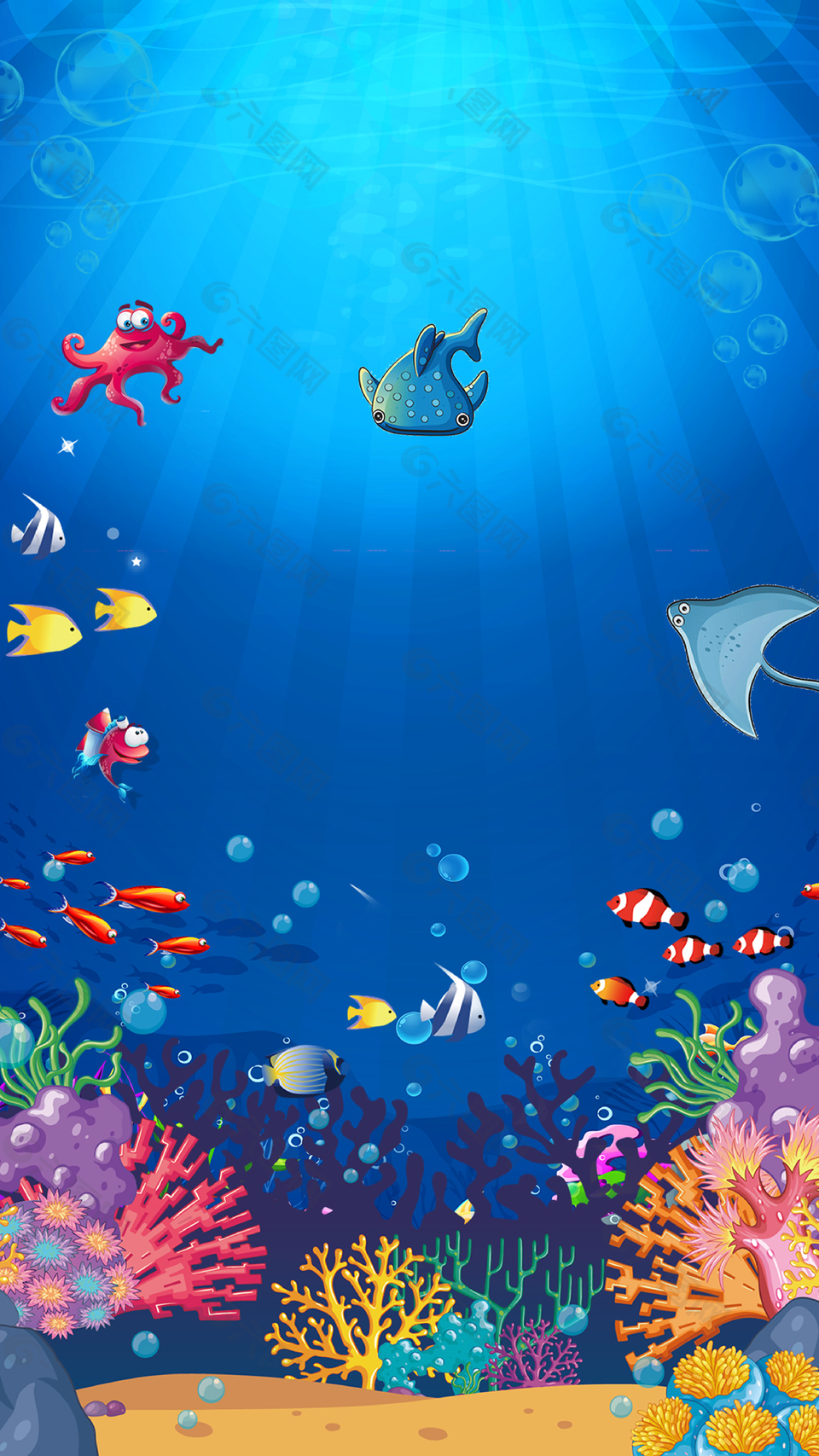 蓝色卡通童话海底世界海洋馆背景背景素材免费下载 图片编号 六图网