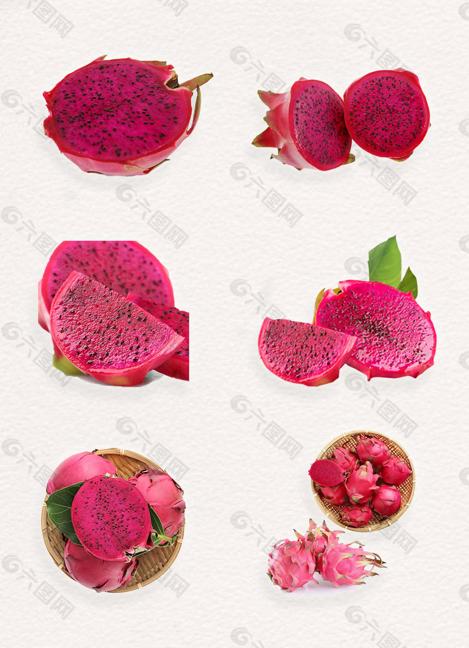 新鲜红瓤火龙果水果元素产品实物