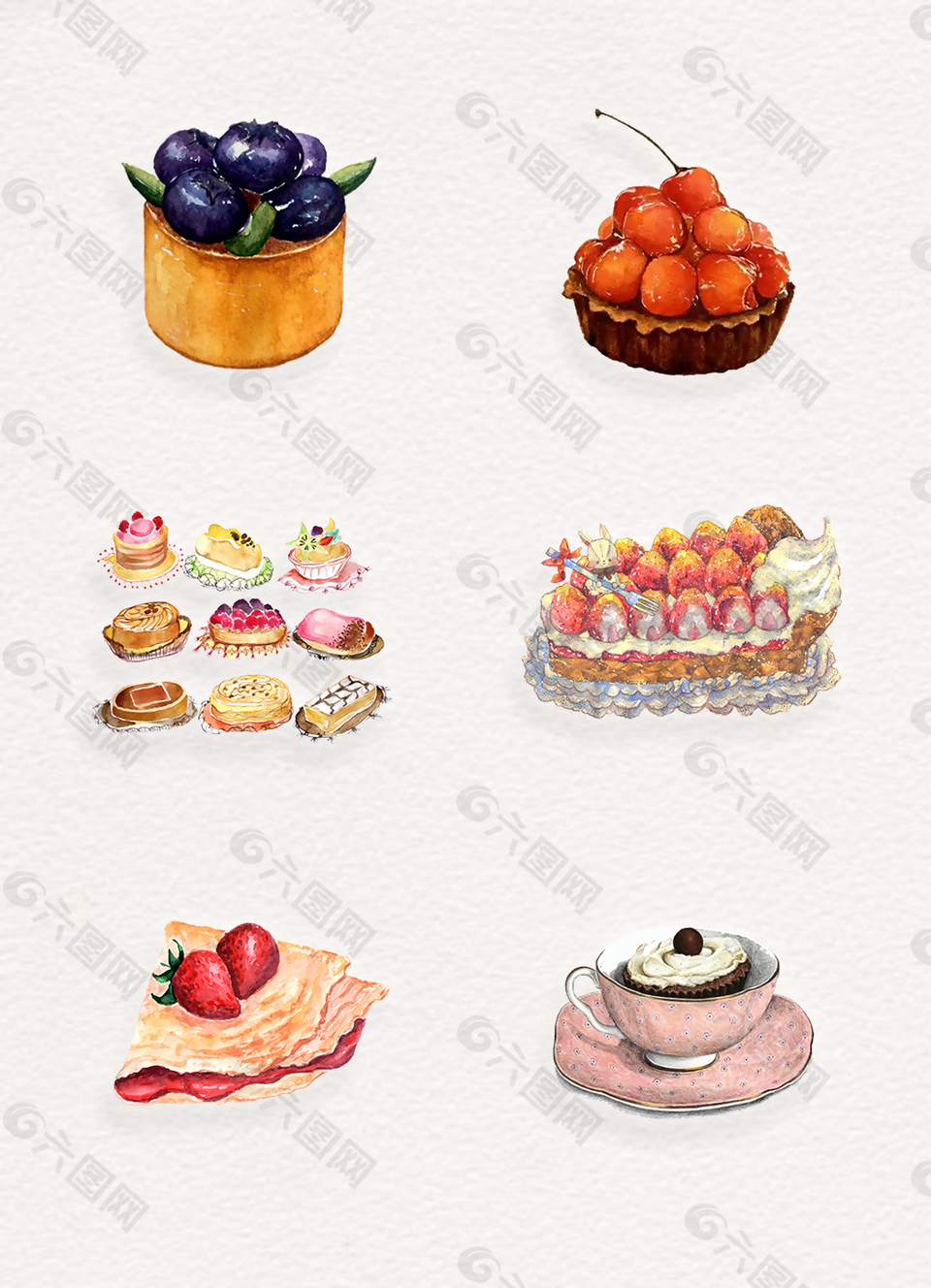 点心下午茶手绘蛋糕甜点设计