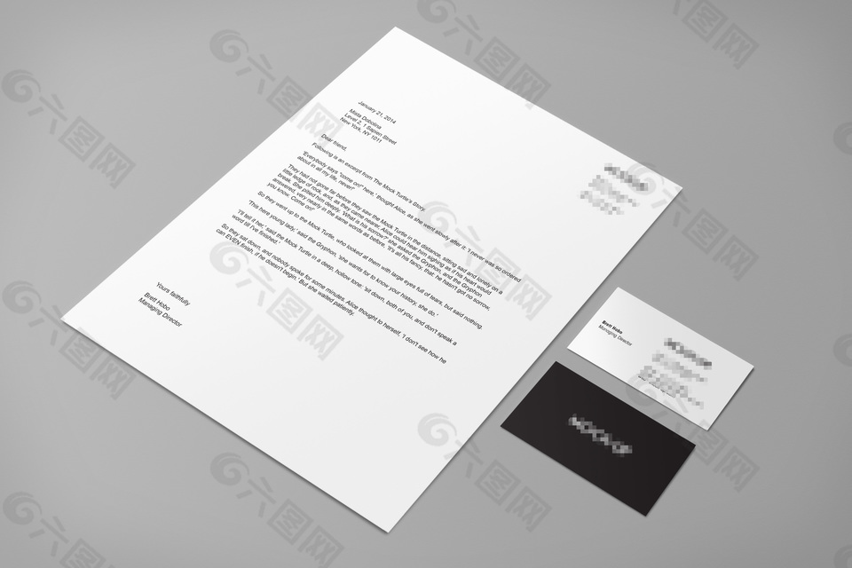 大气简约信纸名片样机模板
