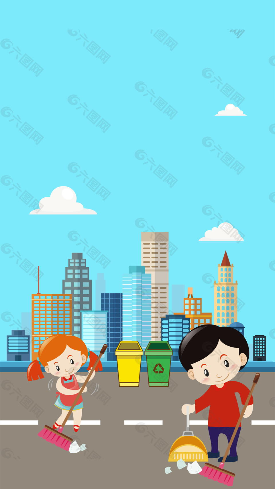 卡通儿童环保背景