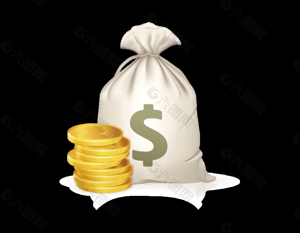 卡通金币钱袋元素