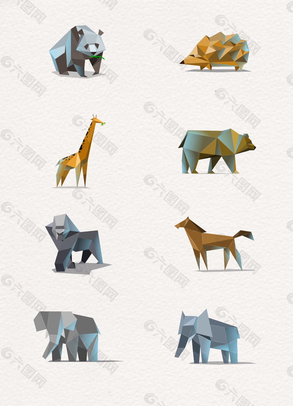 矢量动物折纸系列素材