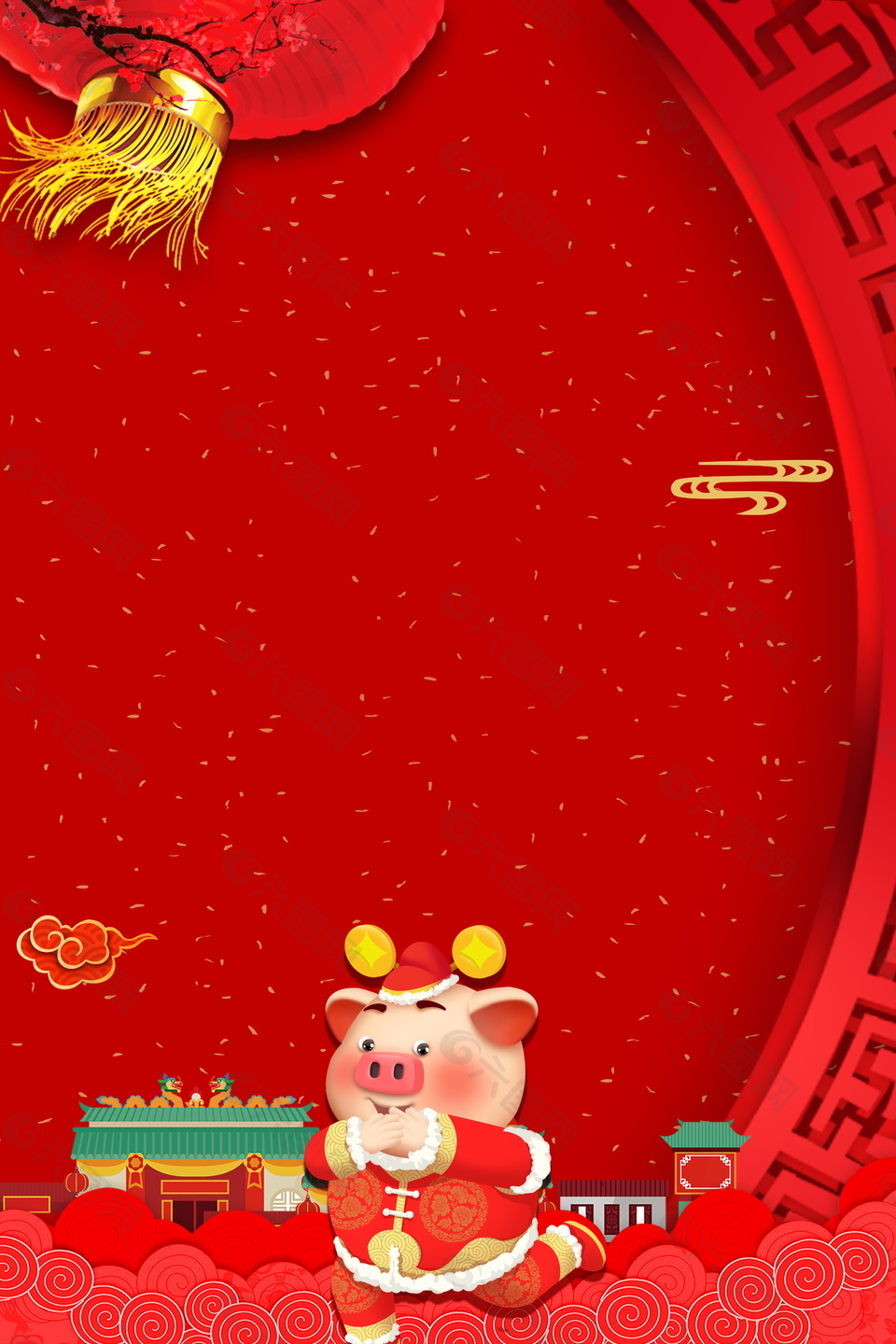 传统猪年喜庆海报背景设计