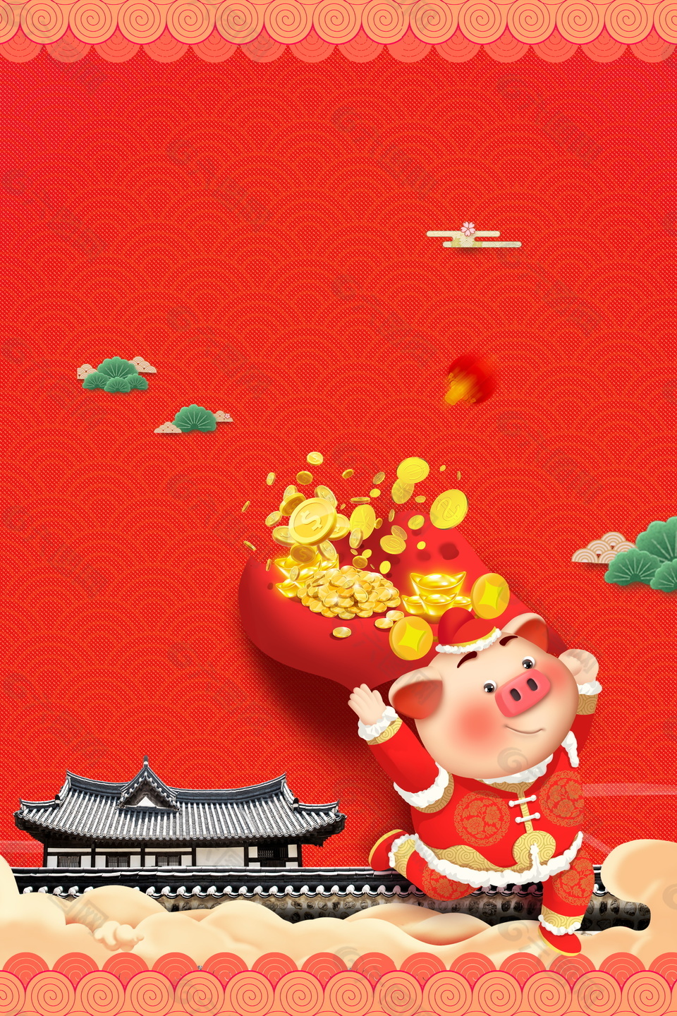 2019猪年海报背景设计