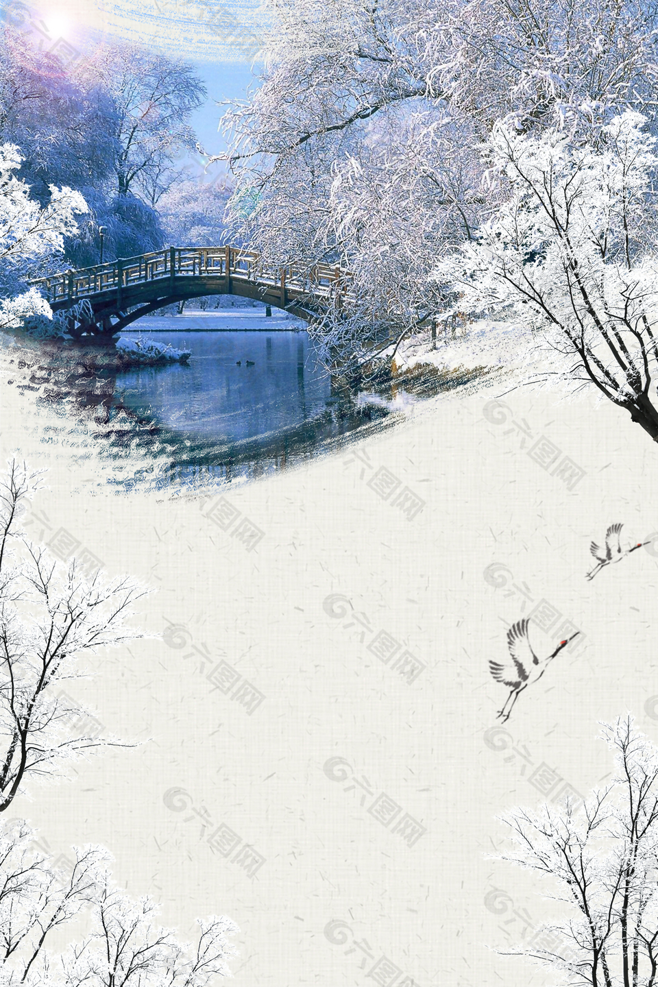 24节气冬至白色水墨下雪背景背景素材免费下载 图片编号 六图网