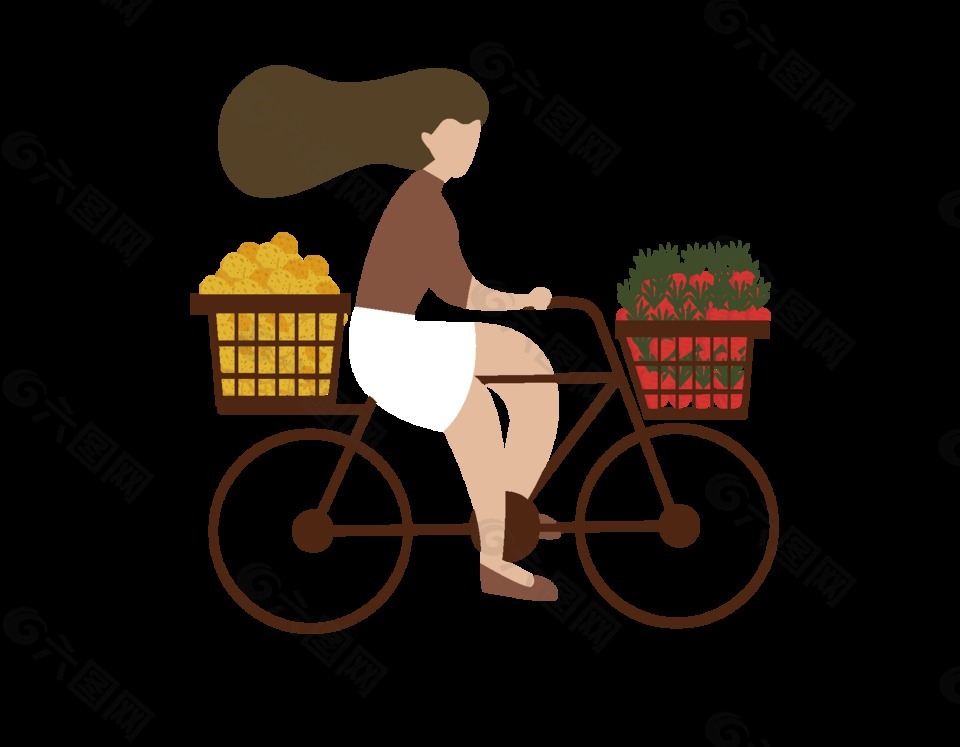卡通单车水果元素