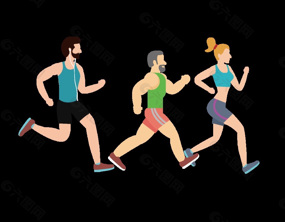 卡通运动跑步元素