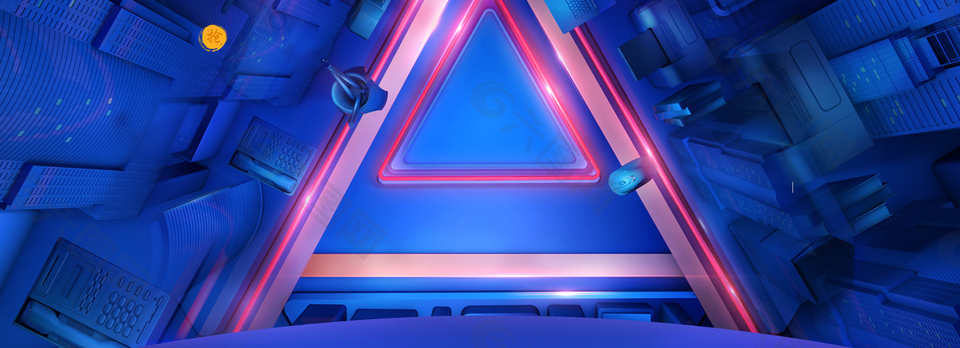 几何科技三角蓝色背景