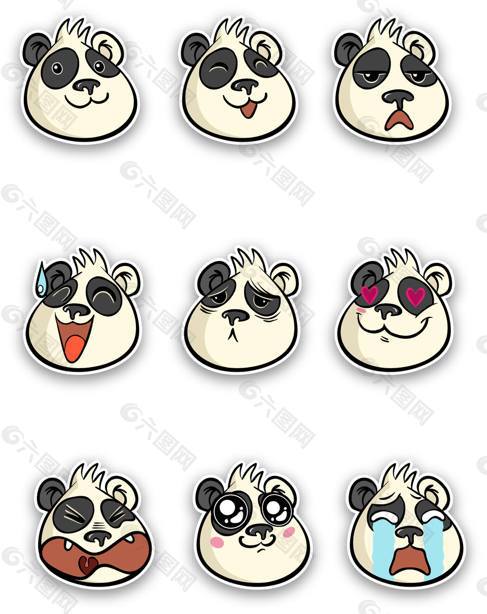 卡通可爱熊猫表情图案