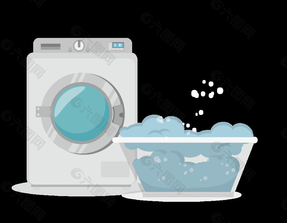 卡通洗衣机泡沫元素