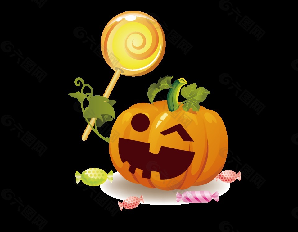 卡通糖果万圣节元素