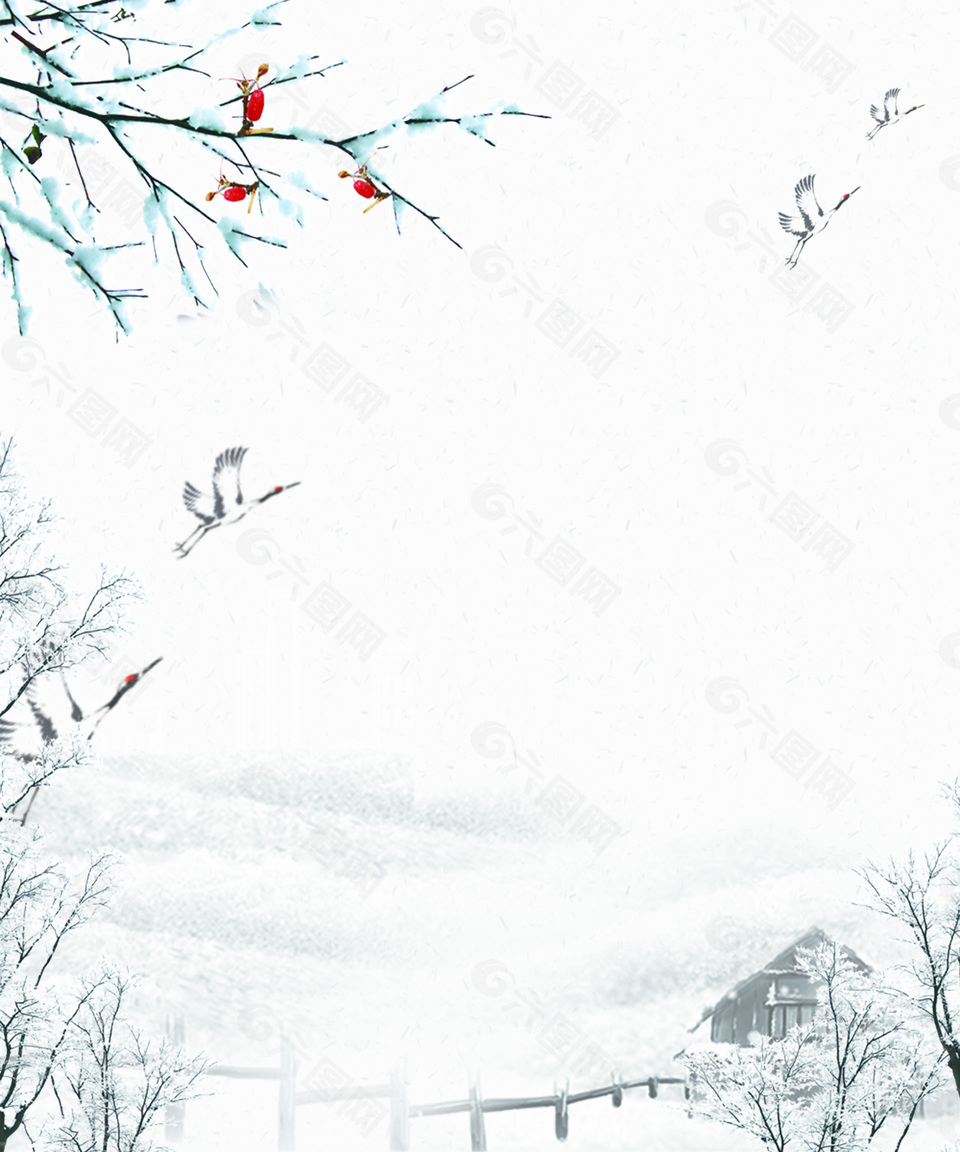 雪景冬季节气海报背景