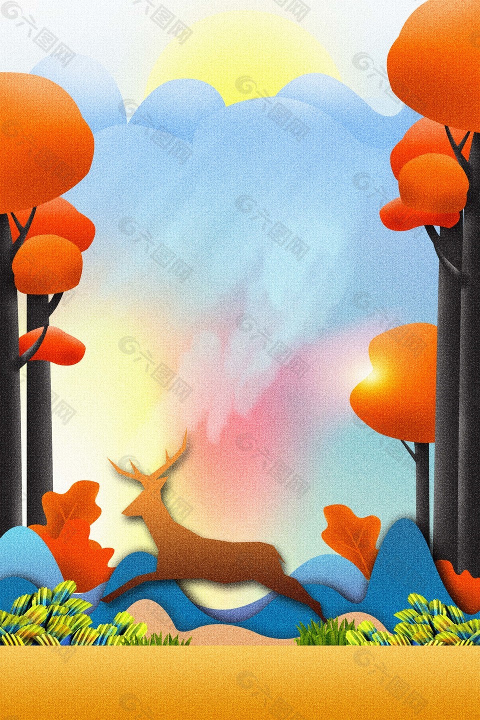 森林里的秋天海报背景