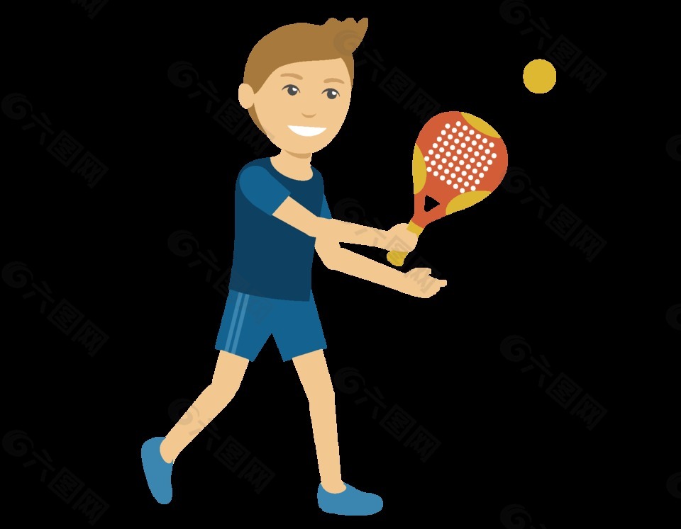 卡通男子网球元素