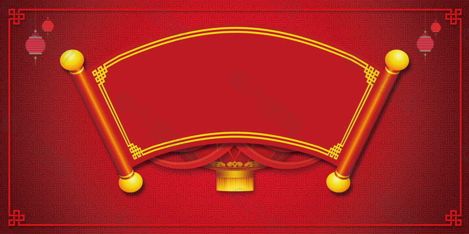盛典中秋大红色边框背景素材