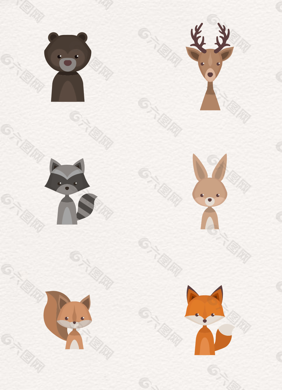 6组可爱的动物设计素材