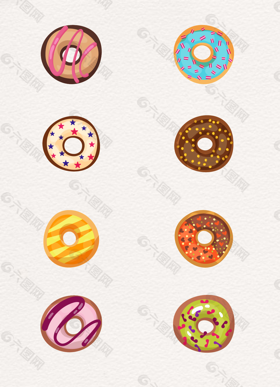 8组卡通可爱甜甜圈甜品设计