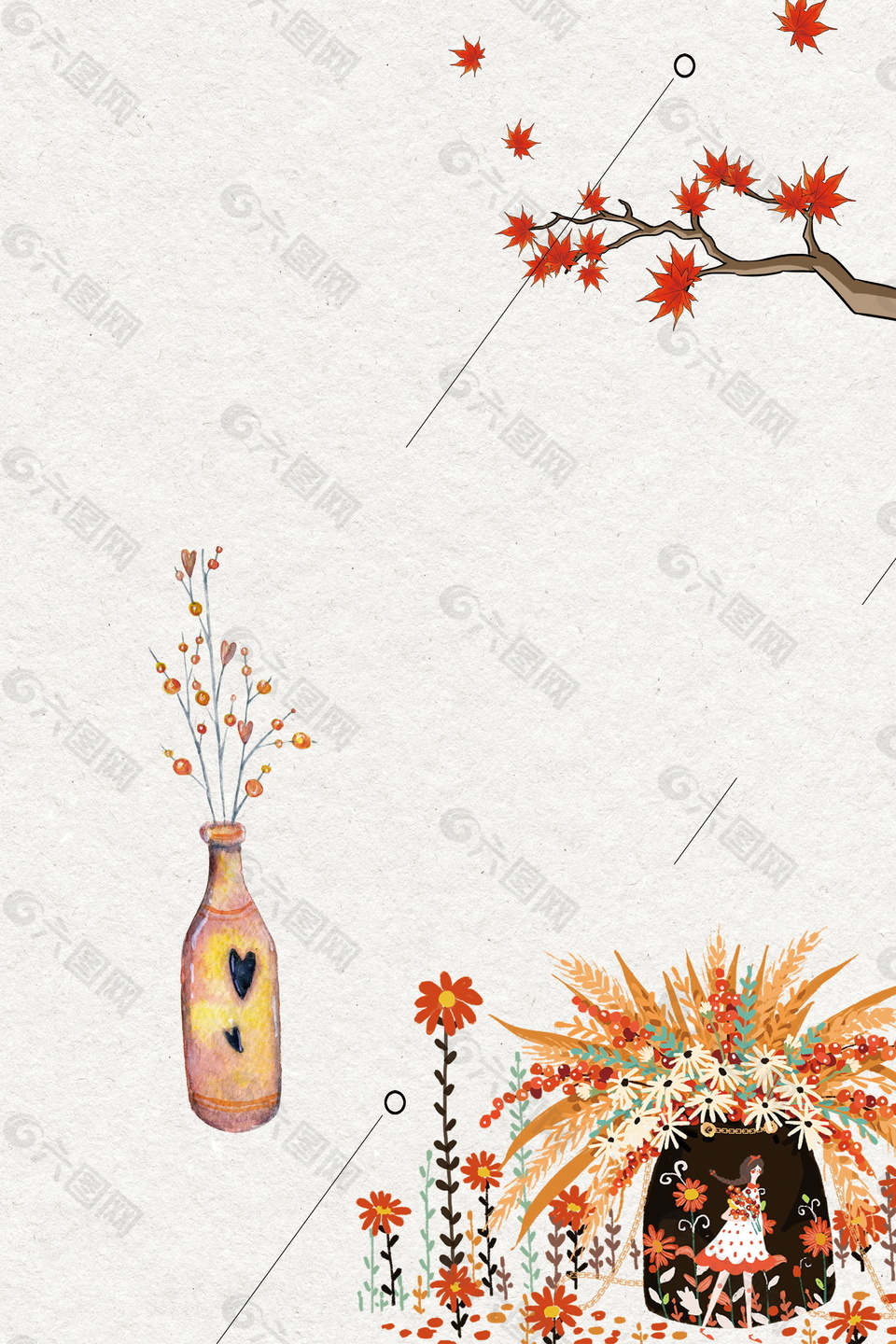 唯美彩绘秋季海报背景素材
