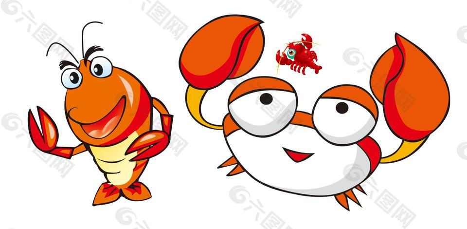卡通龙虾螃蟹素材