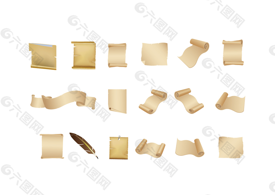卷轴复古纸素材