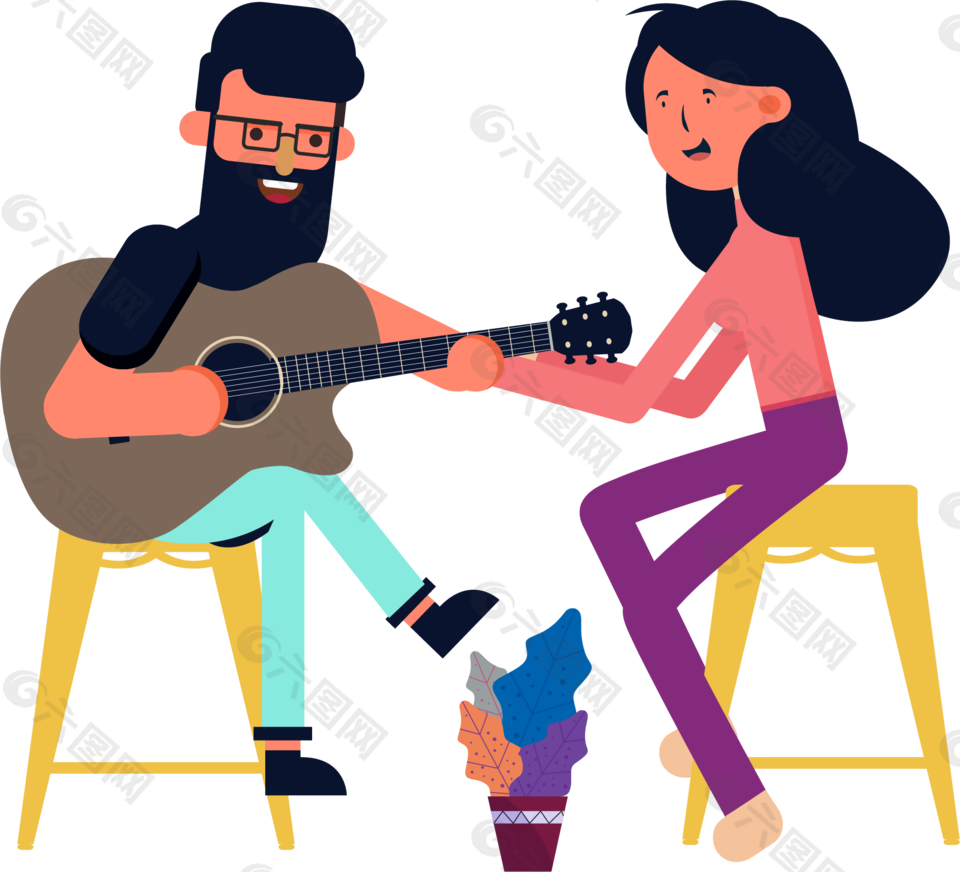 弹吉他给女士听的男人