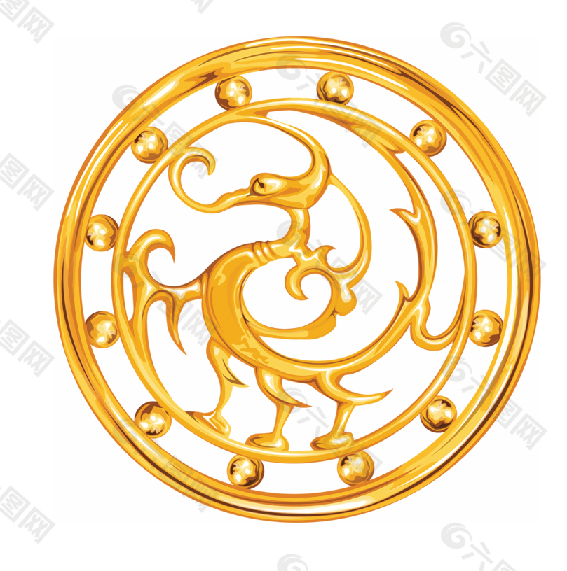 图腾，古代图腾，飞鸟图腾，黄色图腾