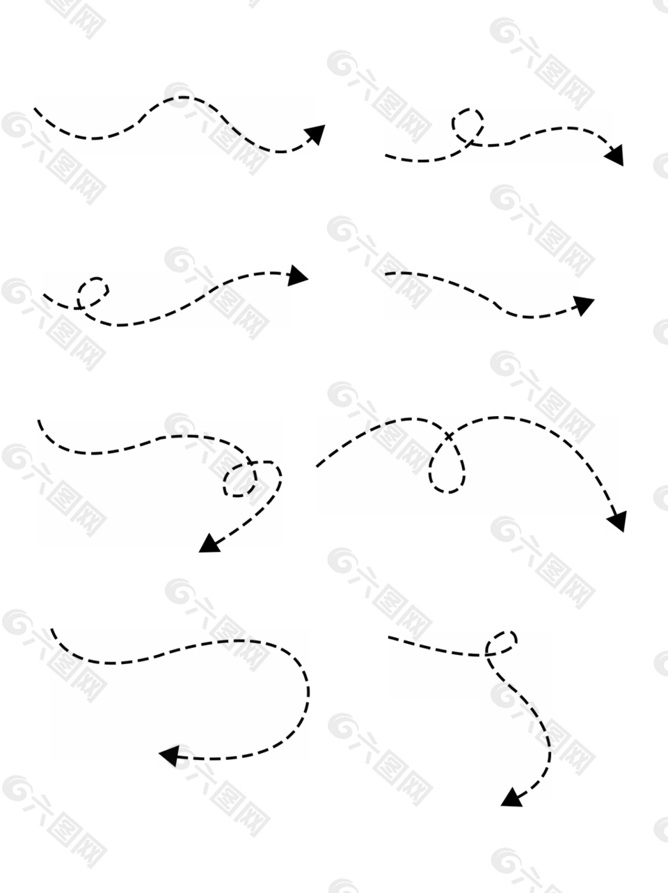 虚线箭头设计元素素材免费下载 图片编号 六图网
