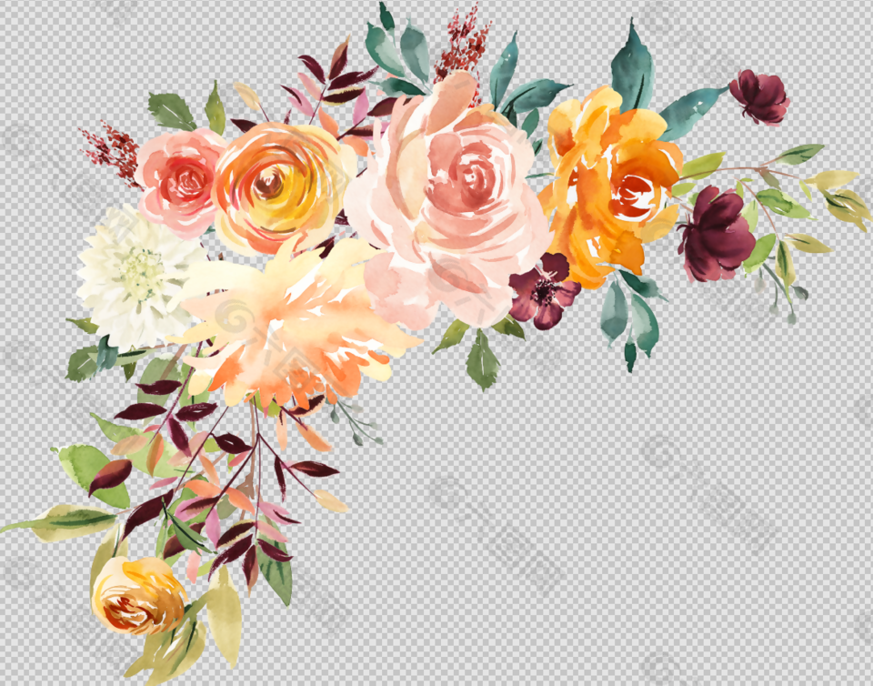 水彩花设计元素素材免费下载 图片编号 六图网